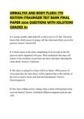 URINALYSIS AND BODY FLUIDS 7TH &NewLine;EDITION STRASINGER TEST BANK FINAL &NewLine;PAPER 2026 QUESTIONS WITH SOLUTIONS &NewLine;GRADED A&plus; 