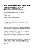 USA HOCKEY BUNDLED EXAM 2026 &NewLine;ATHLETIC SCRIPT SOLVED &NewLine;QUESTIONS VERIFIED A&plus; 