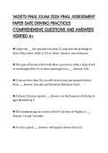 VADETS FINAL EXAM 2026 FINAL ASSESSMENT &NewLine;PAPER SAFE DRIVING PRACTICES &NewLine;COMPREHENSIVE QUESTIONS AND ANSWERS &NewLine;VERIFIED A&plus; 