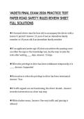 VADETS FINAL EXAM 2026 PRACTICE TEST &NewLine;PAPER ROAD SAFETY RULES REVIEW SHEET &NewLine;FULL SOLUTIONS 