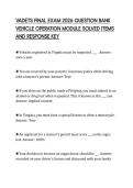 VADETS FINAL EXAM 2026 QUESTION BANK &NewLine;VEHICLE OPERATION MODULE SOLVED ITEMS &NewLine;AND RESPONSE KEY 
