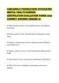 VARCAROLIS FOUNDATIONS PSYCHIATRIC &NewLine;MENTAL HEALTH NURSING &NewLine;CERTIFICATION EVALUATION PAPER 2026 &NewLine;CORRECT ANSWERS GRADED A&plus; 
