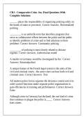 CRJ - Comparative Crim&period; Jus&period; Final Questions With Complete Solutions