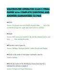 WASTEWATER OPERATOR CLASS C FINAL &NewLine;PAPER 2026 COMPLETE QUESTIONS AND &NewLine;ANSWERS GUARANTEED TO PASS 