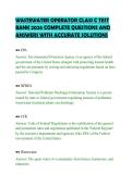 WASTEWATER OPERATOR CLASS C TEST &NewLine;BANK 2026 COMPLETE QUESTIONS AND &NewLine;ANSWERS WITH ACCURATE SOLUTIONS 