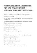 WEST COAST EMT BLOCK 2 2026 PRACTICE &NewLine;TEST PAPER TRAUMA AND PATIENT &NewLine;ASSESSMENT REVIEW SHEET FULL SOLUTIONS 