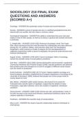 SOCIOLOGY 210 FINAL EXAM QUESTIONS AND ANSWERS &lpar;SCORED A&plus;&rpar;