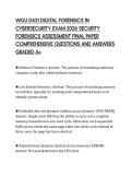 WGU D431 DIGITAL FORENSICS IN &NewLine;CYBERSECURITY EXAM 2026 SECURITY &NewLine;FORENSICS ASSESSMENT FINAL PAPER &NewLine;COMPREHENSIVE QUESTIONS AND ANSWERS &NewLine;GRADED A&plus; 