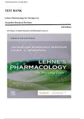 TEST BANK&lowbar;&lowbar;Lehne's Pharmacology for Nursing Care 12th Edition by Jacqueline Rosenjack Burchum &comma; ISBN&colon; 9780443107108 &vert;All Chapters Available &lpar;Questions with Rationalized Answers&rpar; &vert; Guide A&plus;