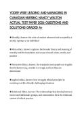 YODER WISE LEADING AND MANAGING IN &NewLine;CANADIAN NURSING NANCY WALTON &NewLine;ACTUAL TEST PAPER 2026 QUESTIONS AND &NewLine;SOLUTIONS GRADED A&plus;