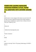YODER WISE LEADING MANAGING &NewLine;CANADIAN NURSING ACTUAL PAPER &NewLine;2026 QUESTIONS WITH ANSWERS GRADED &NewLine;A&plus;