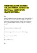 YODER WISE LEADING MANAGING &NewLine;CANADIAN NURSING CERTIFICATION &NewLine;REVIEW 2026 QUESTIONS WITH &NewLine;SOLUTIONS GRADED A&plus; 
