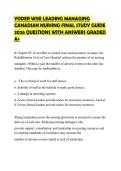 YODER WISE LEADING MANAGING &NewLine;CANADIAN NURSING FINAL STUDY GUIDE &NewLine;2026 QUESTIONS WITH ANSWERS GRADED &NewLine;A&plus;