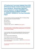 ATI testing level 2 proctored Updated Exam 2026 &NewLine;WITH Recent Newest Verified And Well Analyzed &NewLine;Exam Questions  &lpar;Actual Exam 2026-2027&rpar; &NewLine;Correct Detailed & Verified ANSWERS &lpar;100&percnt; &NewLine;Accurate Solutions&rpar; ALREADY GRADED &NewLine;A&plus;&vert;&vert;NEWEST VERSION Of The Exam Gua