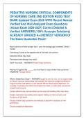 PEDIATRIC NURSING CRITICAL COMPONENTS &NewLine;OF NURSING CARE 2ND EDITION RUDD TEST &NewLine;BANK Updated Exam 2026 WITH Recent Newest &NewLine;Verified And Well Analyzed Exam Questions  &NewLine;&lpar;Actual Exam 2026-2027&rpar; Correct Detailed & &NewLine;Verified ANSWERS &lpar;100&percnt; Accurate Solutions