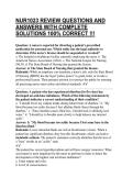 NUR1023 REVIEW QUESTIONS AND ANSWERS WITH COMPLETE SOLUTIONS 100&percnt; CORRECT &excl;&excl;&excl;