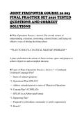 JOINT FIREPOWER COURSE 20 003&NewLine;FINAL PRACTICE SET 2026 TESTED&NewLine;QUESTIONS AND CORRECT&NewLine;SOLUTIONS