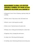 MANAGEMENT GLOBAL 15TH EDITION&NewLine;STEPHEN P ROBBINS TEST BANK ACTUAL&NewLine;COMPLETE SOLUTIONS 2026 GRADED A&plus;