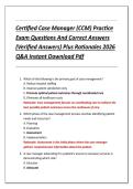 Certified Case Manager &lpar;CCM&rpar; Practice &NewLine;Exam Questions And Correct Answers &NewLine;&lpar;Verified Answers&rpar; Plus Rationales 2026 &NewLine;Q&A Instant Download Pdf 