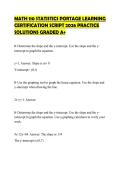 MATH 110 STATISTICS PORTAGE LEARNING&NewLine;CERTIFICATION SCRIPT 2026 PRACTICE&NewLine;SOLUTIONS GRADED A&plus;