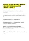 MATH 110 STATISTICS PORTAGE LEARNING&NewLine;COMPLETE TEST BANK 2026 FULL&NewLine;ANSWERS GRADED A&plus;