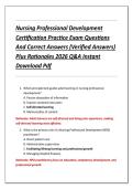 Nursing Professional Development &NewLine;Certification Practice Exam Questions &NewLine;And Correct Answers &lpar;Verified Answers&rpar; &NewLine;Plus Rationales 2026 Q&A Instant &NewLine;Download Pdf 