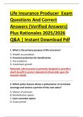 Life Insurance Producer  Exam &NewLine;Questions And Correct &NewLine;Answers &lpar;Verified Answers&rpar; &NewLine;Plus Rationales 2025&sol;2026 &NewLine;Q&A &vert; Instant Download Pdf