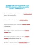 Texas Massage License State Exam Latest &NewLine;2026&sol;2026 Questions and Correct Detailed &NewLine;Answers Already Graded A&plus; 