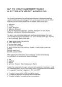 NUR 216 - HEALTH ASSESSMENT EXAM 3 QUESTIONS WITH VERIFIED ANSWERS 2026