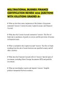 MULTINATIONAL BUSINESS FINANCE&NewLine;CERTIFICATION REVIEW 2026 QUESTIONS&NewLine;WITH SOLUTIONS GRADED A&plus;