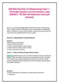 NUR 2063 Essentials of Pathophysiology Exam 1 &ndash; &NewLine;100 Verified Questions & Correct Answers Latest &NewLine;2026&sol;2027 &vert; 100 Q&A with Rationales&vert; instant pdf &NewLine;download
