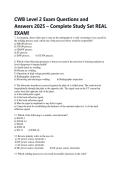 CWB Level 2 Exam Questions and &NewLine;Answers 2025 &ndash; Complete Study Set REAL &NewLine;EXAM&excl; 