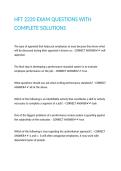 HFT 2220 EXAM QUESTIONS WITH COMPLETE SOLUTIONS