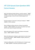 HFT 2220 Quizzes Exam Questions With Correct Answers