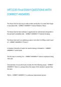 HFT2220 Final EXAM QUESTIONS WITH CORRECT ANSWERS