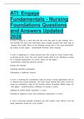 ATI&colon; Engage Fundamentals - Nursing Foundations Questions and Answers Updated 2026