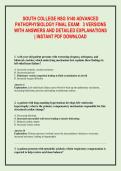 SOUTH COLLEGE NSG 5140 ADVANCED &NewLine;PATHOPHYSIOLOGY FINAL EXAM&colon;  3 VERSIONS &NewLine;WITH ANSWERS AND DETAILED EXPLANATIONS &NewLine;&vert; INSTANT PDF DOWNLOAD
