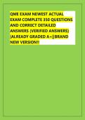 QME EXAM NEWEST ACTUAL &NewLine;EXAM COMPLETE 350 QUESTIONS &NewLine;AND CORRECT DETAILED &NewLine;ANSWERS &lpar;VERIFIED ANSWERS&rpar; &NewLine;&vert;ALREADY GRADED A&plus;&vert;&vert;BRAND &NewLine;NEW VERSION&excl;&excl;