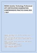 RESNA Assistive Technology Professional &NewLine;ATP CERTIFICATION EXAMINATION &NewLine;COMPREHENSIVE PRACTICE EXAM 2026 &NewLine;&sol; 2027