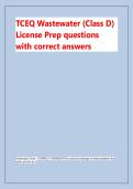 TCEQ Wastewater &lpar;Class D&rpar;&NewLine;License Prep questions &NewLine;with correct answers