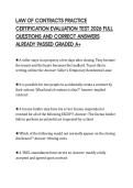 LAW OF CONTRACTS PRACTICE&NewLine;COMPREHENSIVE TEST PAPER 2026&NewLine;COMPLETE QUESTIONS AND ANSWERS&NewLine;EXPERT VERIFIED GRADED A&plus;&NewLine;