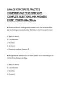 LAW OF CONTRACTS PRACTICE&NewLine;CERTIFICATION EVALUATION TEST 2026 FULL&NewLine;QUESTIONS AND CORRECT ANSWERS&NewLine;ALREADY PASSED GRADED A&plus;