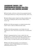 LEADERSHIP AND NURSING CARE&NewLine;MANAGEMENT ACTUAL EXAM PAPER&NewLine;2026 QUESTIONS WITH SOLUTIONS&NewLine;GRADED A&plus;