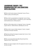 LEADERSHIP THEORY 1 TEST&NewLine;EXAMINATION TEST 2026 QUESTIONS&NewLine;WITH SOLUTIONS