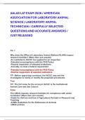 AALAS LAT EXAM 2026 &sol; AMERICAN &NewLine;ASSOCIATION FOR LABORATORY ANIMAL &NewLine;SCIENCE &vert; LABORATORY ANIMAL &NewLine;TECHNICIAN &sol; CAREFULLY SELECTED &NewLine;QUESTIONS AND ACCURATE ANSWERS &sol; &NewLine;JUST RELEASED