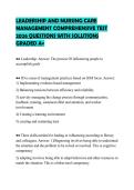 LEADERSHIP THEORY 1 TEST ACTUAL&NewLine;PAPER 2026 QUESTIONS WITH VERIFIED&NewLine;ANSWERS GRADED A&plus;