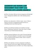 LEADERSHIP AND NURSING CARE&NewLine;MANAGEMENT PRACTICE PAPER 2026&NewLine;QUESTIONS WITH SOLUTIONS GRADED A&plus;