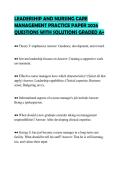 LEADERSHIP AND NURSING CARE&NewLine;MANAGEMENT EXAM SCRIPT 2026&NewLine;QUESTIONS WITH ANSWERS GRADED A&plus;