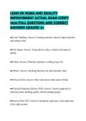 LEAN SIX SIGMA AND QUALITY&NewLine;IMPROVEMENT ACTUAL EXAM SCRIPT&NewLine;2026 FULL QUESTIONS AND CORRECT&NewLine;ANSWERS GRADED A&plus;