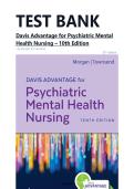 TEST BANK-Davis Advantage for Psychiatric Mental Health Nursing &ndash; 10th Edition &lpar;Morgan & Townsend&rpar; &period;ISBN 978-0803699670&period;Complte Guide A&plus;&period;